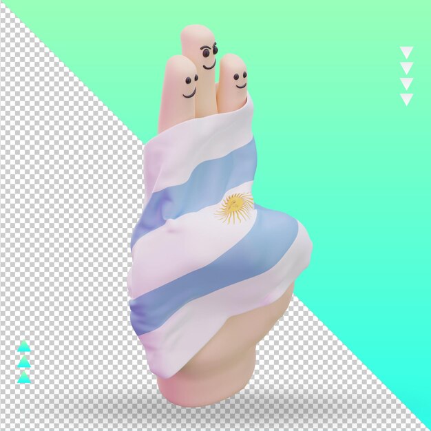 3d friendship day finger argentina flag rendering left view