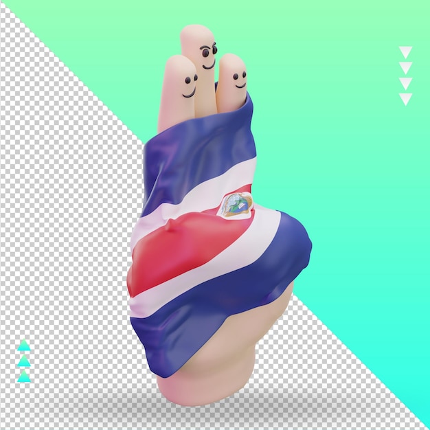 PSD 3d friendship day finger costa rica flag rendering left view