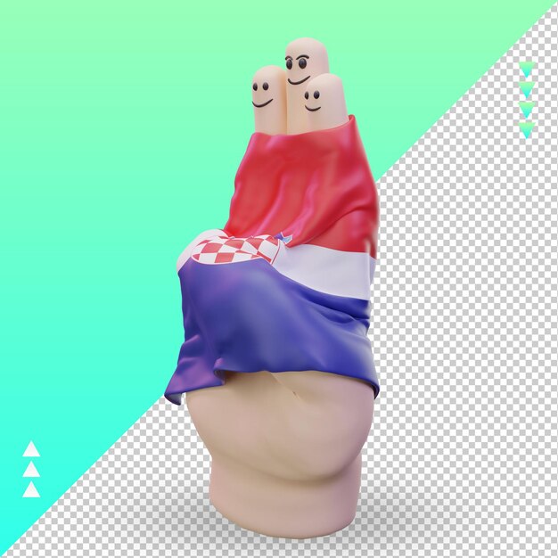 3d friendship day finger croatia flag rendering right view