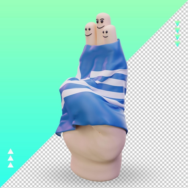 PSD 3d friendship day finger greece flag rendering right view