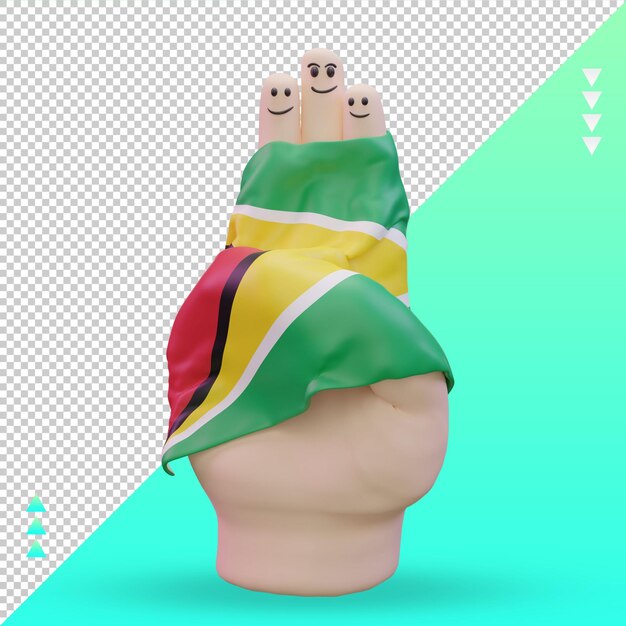 3d friendship day finger guyana flag rendering front view