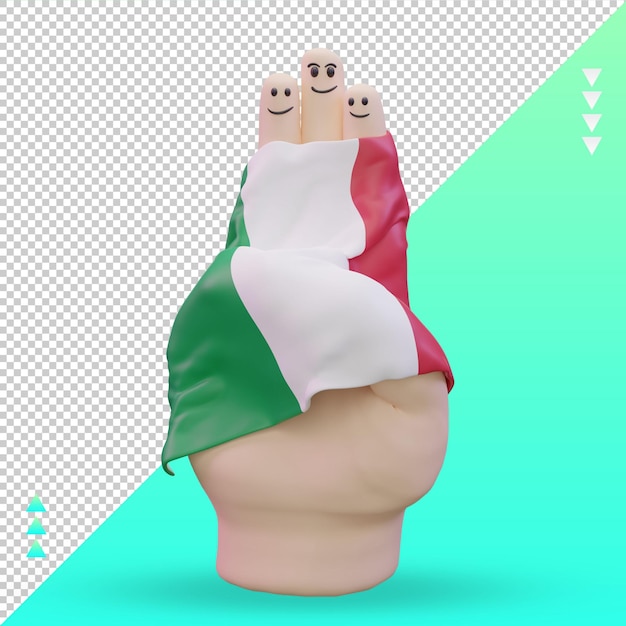 3d friendship day finger italy flag rendering front view