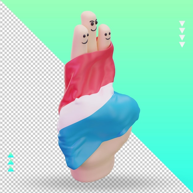 3d friendship day finger luxembourg flag rendering left view