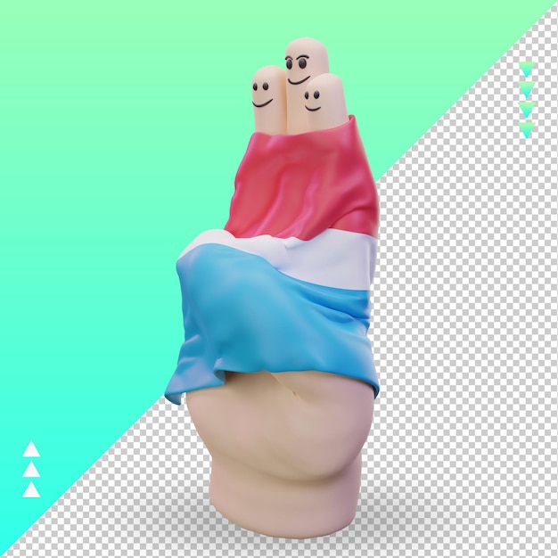 3d friendship day finger luxembourg flag rendering right view