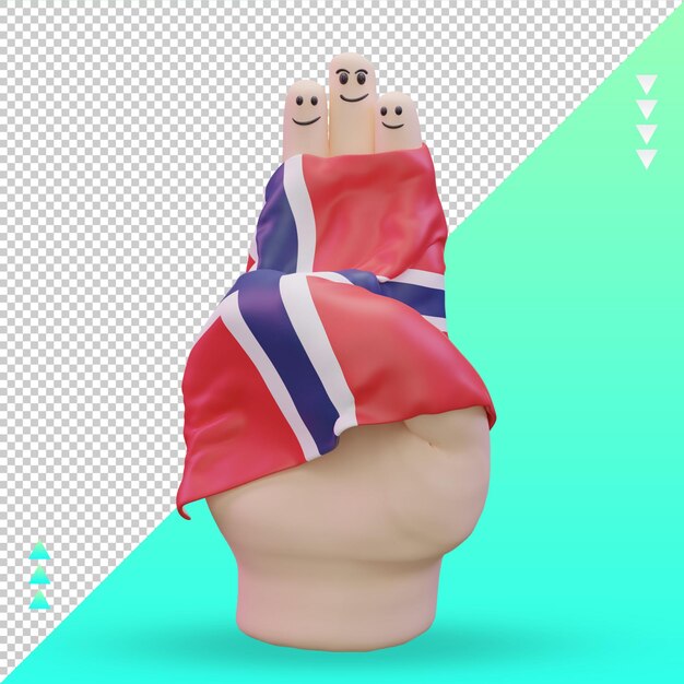 3d友情の日指ノルウェー国旗レンダリング正面図