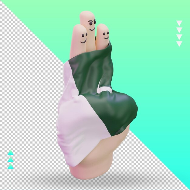 3d 우정의 날 손가락 파키스탄 국기 렌더링 왼쪽보기