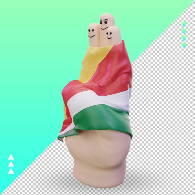 3d friendship day finger seychelles flag rendering right view