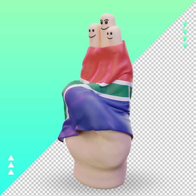 3d friendship day finger south africa flag rendering right view