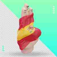 PSD 3d friendship day finger spain flag rendering left view