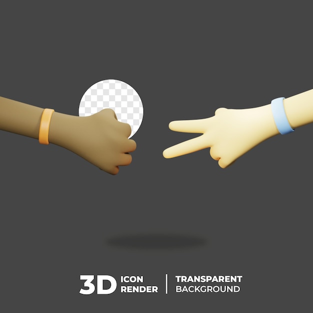 3D Friendship Hand gesture Rock Scissor