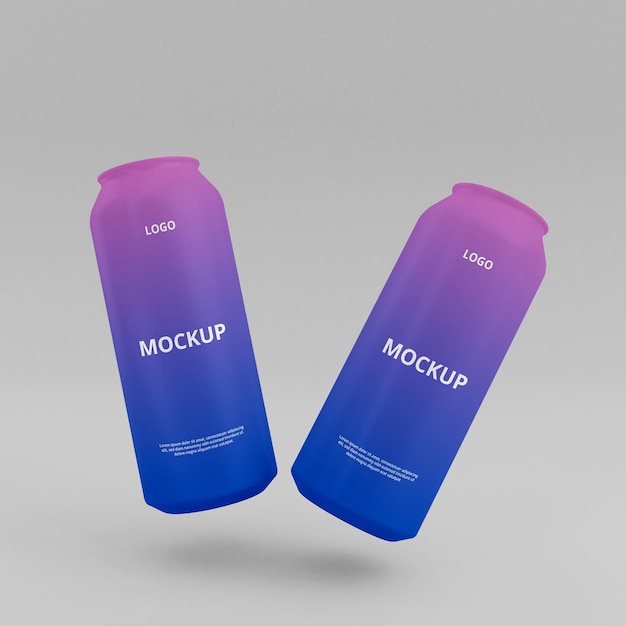 3d frisdrankblikje mockup-ontwerp premium