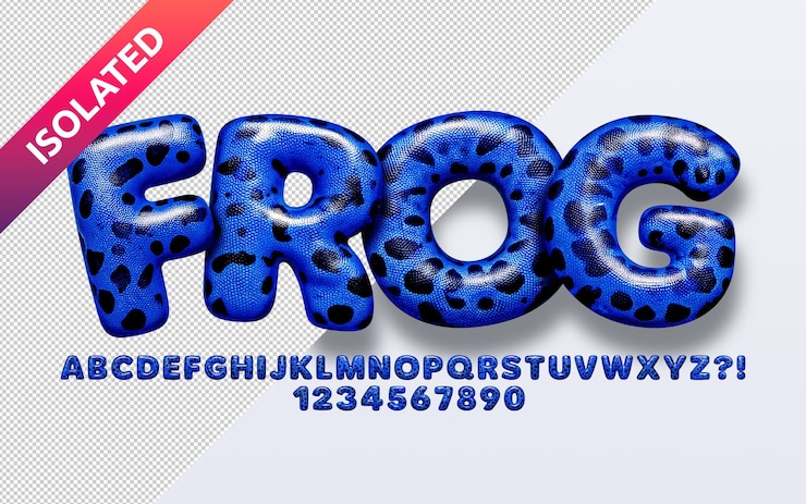 PSD 3d frog alphabet without background