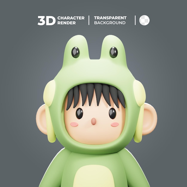 Costume da bambino personaggio rana 3d