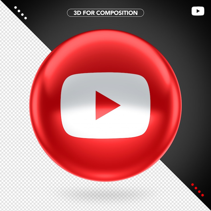 PSD 3d передний эллипс красный значок красный youtube красный