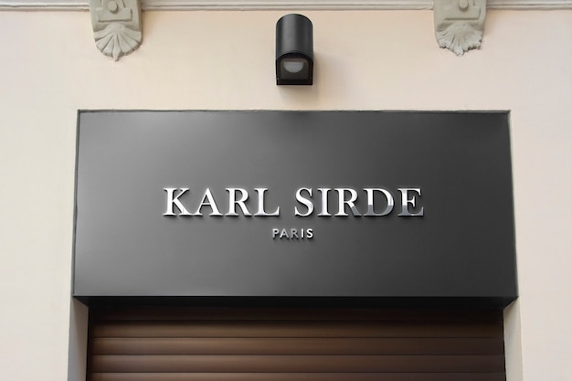 3D Front Logo Mockup Modern Facade Chrome Sign