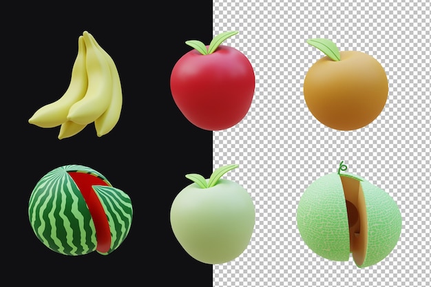 3d fruit icon-collectie