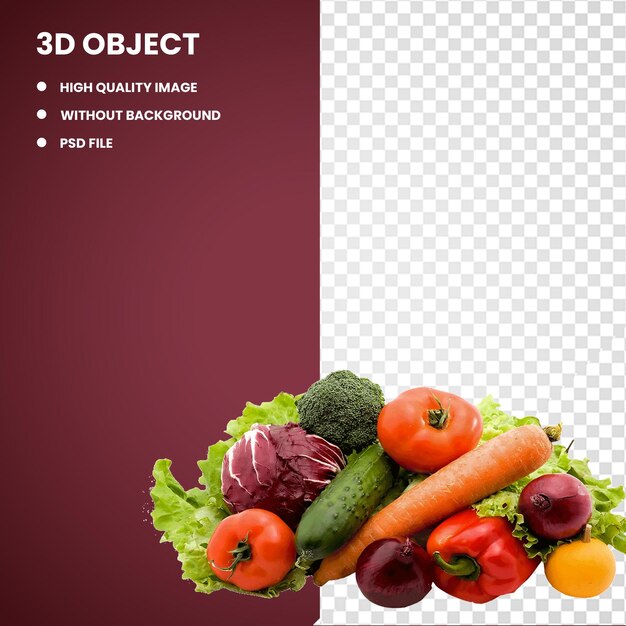 PSD salata di frutta 3d verdure secche frutta e verdura alimenti naturali.