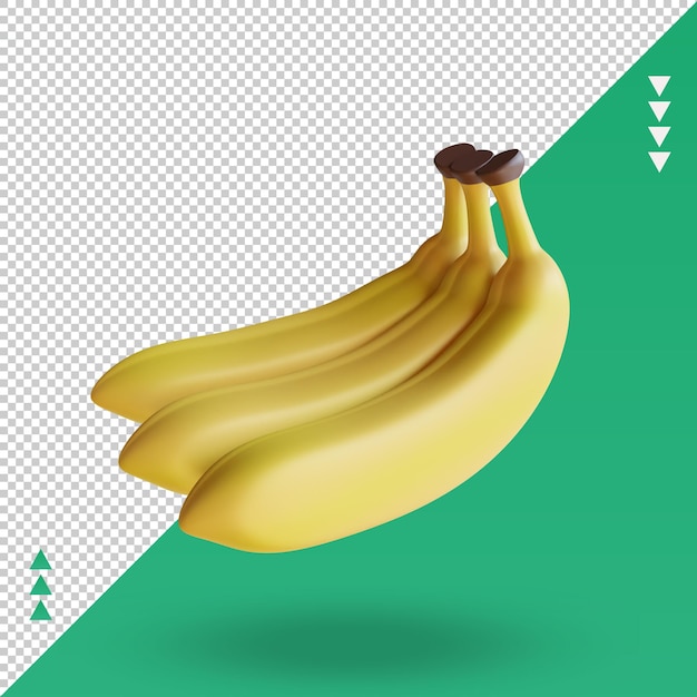 3d 과일 바나나 렌더링 전면 보기