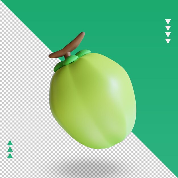 PSD 3d fruits coconut rendering top view