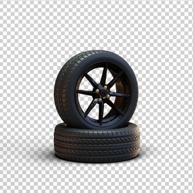 3d fully isolated dark metal tires