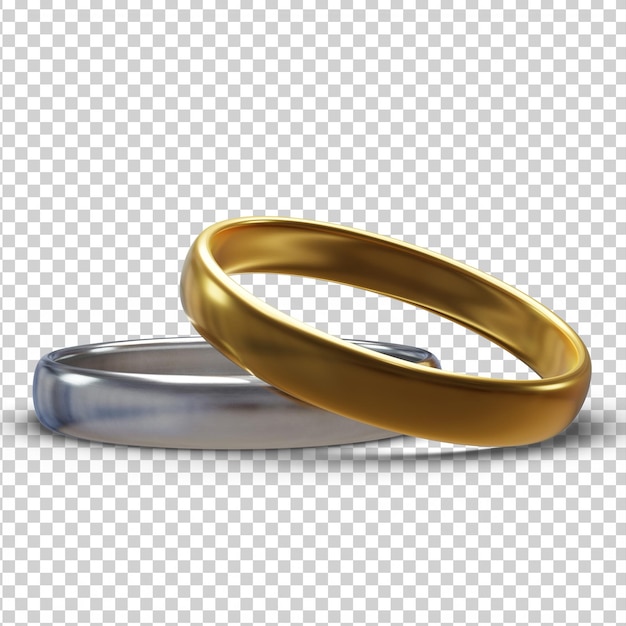 3D fully isolated wedding rings