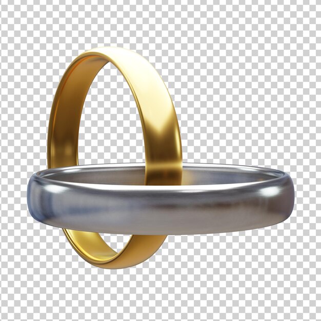 3d fully isolated wedding rings