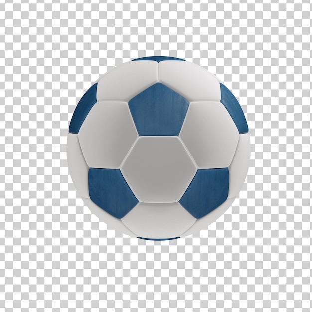 3D fully transparent white and blue soccer ball