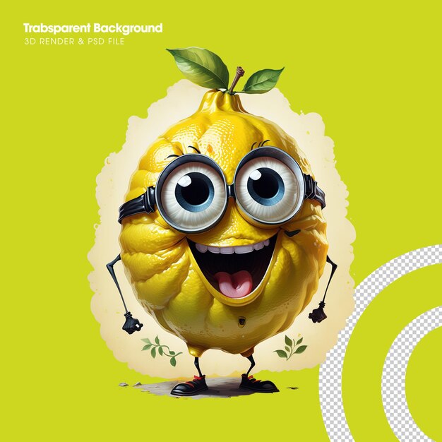 PSD 3d funny lemon character