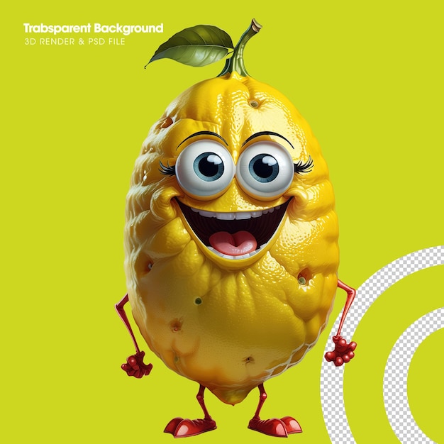 3d funny lemon character