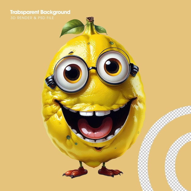 PSD 3d funny lemon character