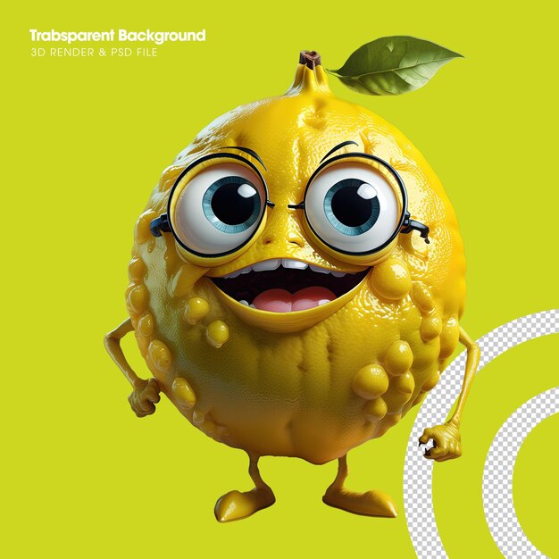 PSD 3d funny lemon character