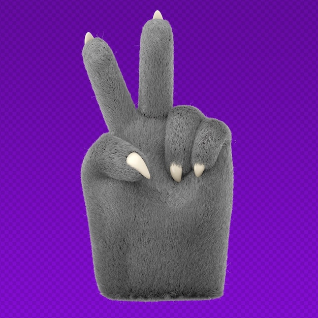 3d furry wolf hands in plastic cartoon style