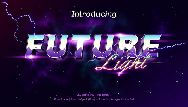PSD 3d future light editable text effect