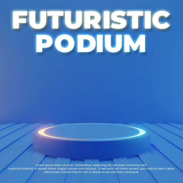 3d futuristic blue stand or podium background