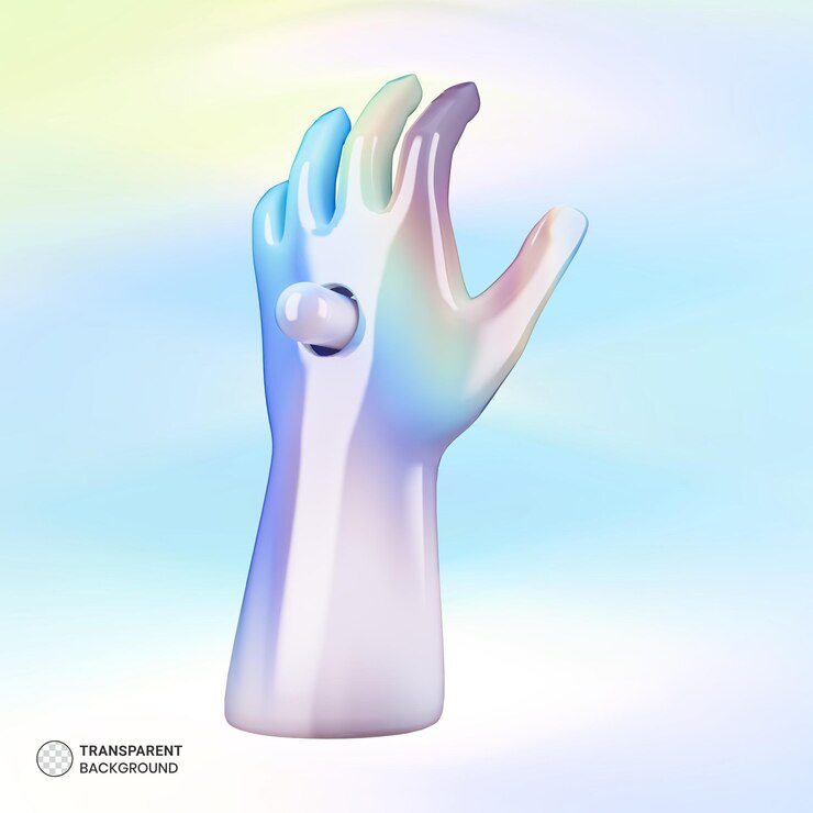 PSD 3d futuristic holographic hands abstract graphic design concept