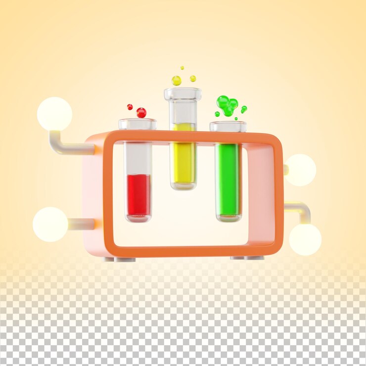 PSD 3d futuristic laboratory liquid icon with advanced smart scientific technology
