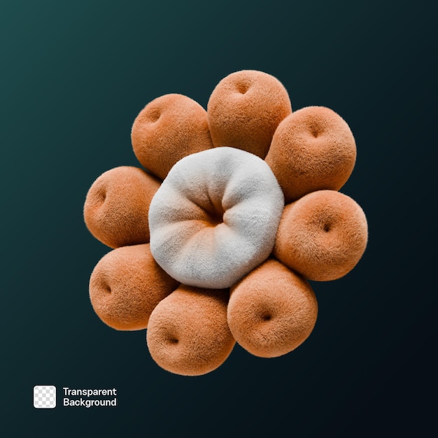 3d fuzzy floral illustration png template