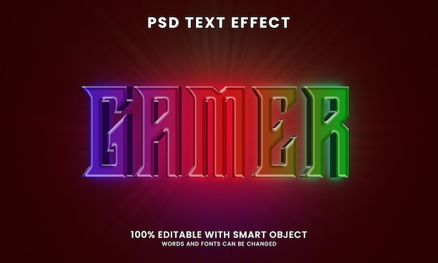 PSD 3d-gamer neon-stijl teksteffectsjabloon