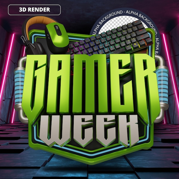 PSD 3d gamer week mega sprzedaż promocyjny baner przedni zielony