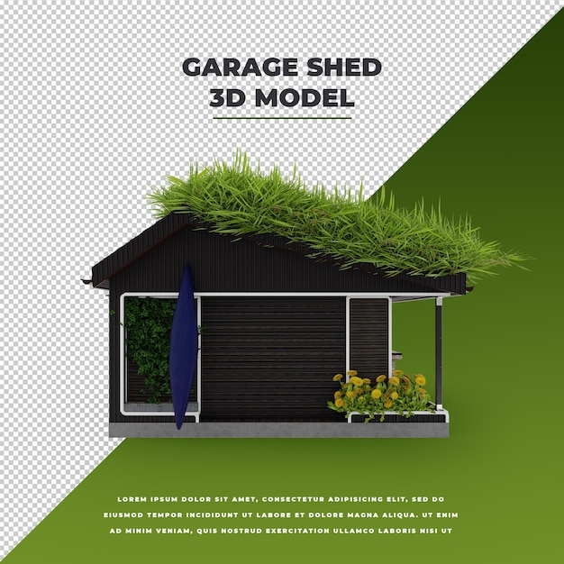 PSD 3d garage shed model