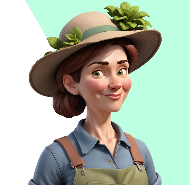 PSD 3d gardener woman character