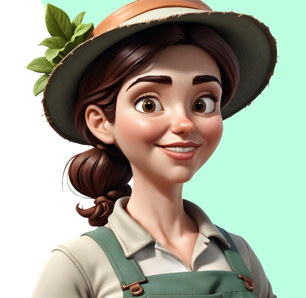 PSD 3d gardener woman character