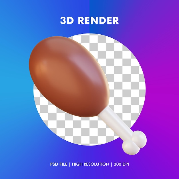 3d gebakken kip illustratie geïsoleerd