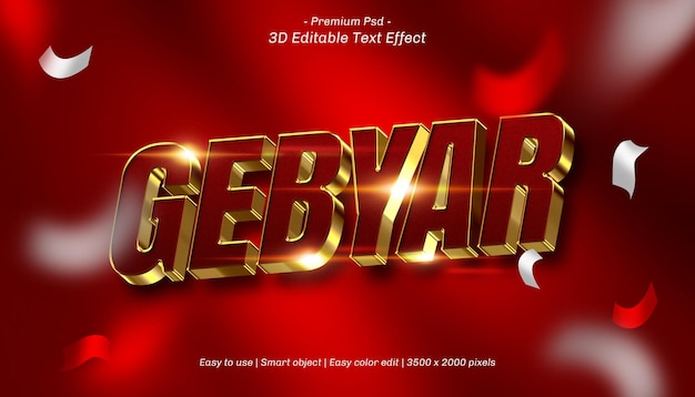 Редактируемый текстовый эффект 3d gebyar