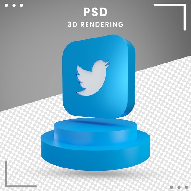 3d Gedraaid Embleempictogram Geïsoleerdt Twitter