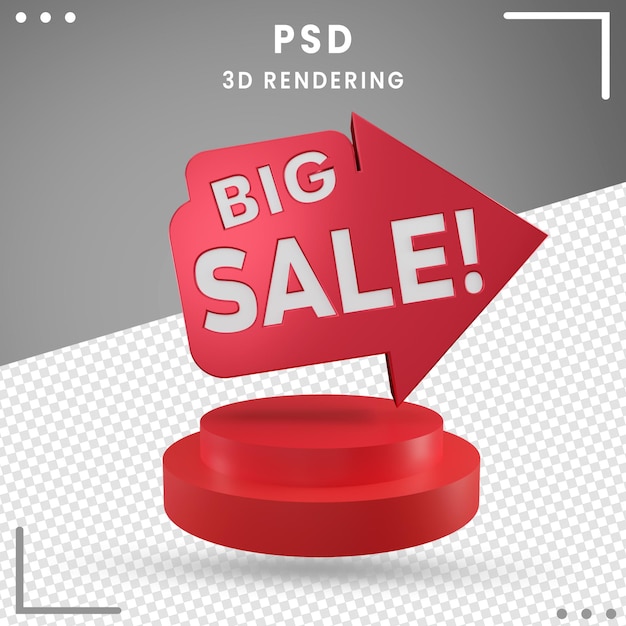 PSD 3d gedraaide grote verkoop geïsoleerde rendering