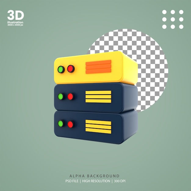 3d geef de illustratie van de gegevensserver terug