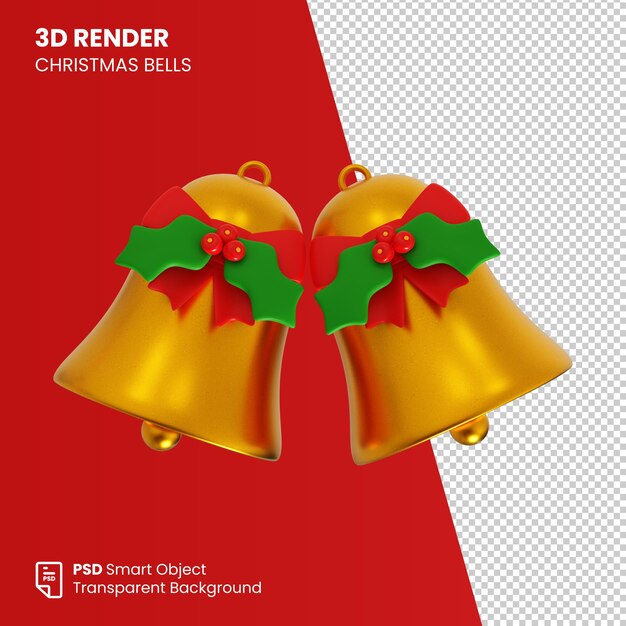 PSD 3d geef gouden kerstmisklokken terug