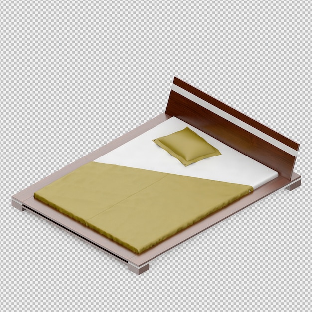 3d geef van isometrisch bed terug
