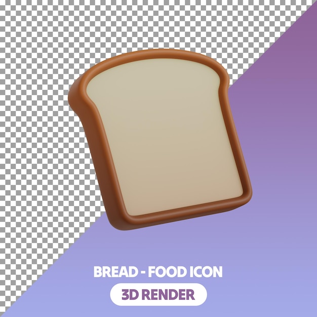 3d geïsoleerde Brood Slice Breakfast Food Icon Gestileerde weergave op transparante achtergrond psd